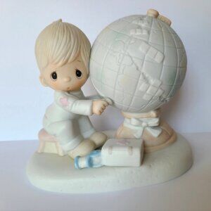 Precious Moments Jesus is the Answer Boy Globe Collectible Porcelain Figurine